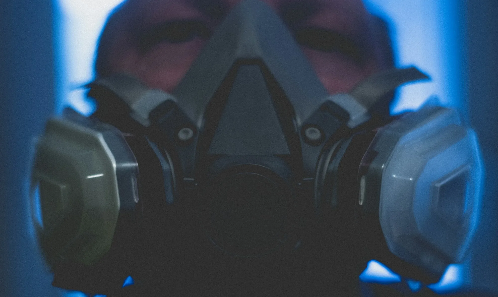 Close-up of a half-face respirator